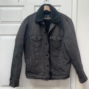 LEVI’S Men’s Type iii 3 denim Sherpa Black / Dark Gray Jacket White Label - L